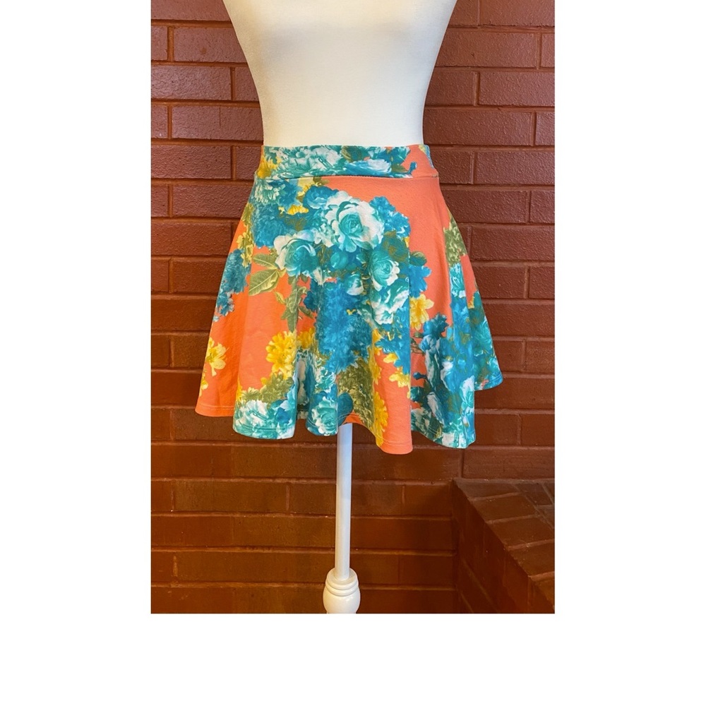 Floral High Waisted Mini Skirt Skater Style